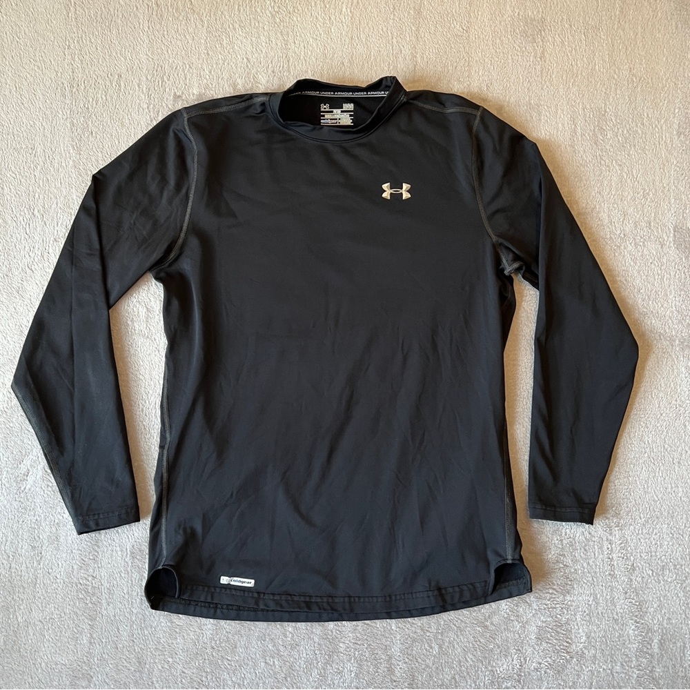 Under Armour Men’s Black Long-Sleeve Coldgear Fleece Shirt Large